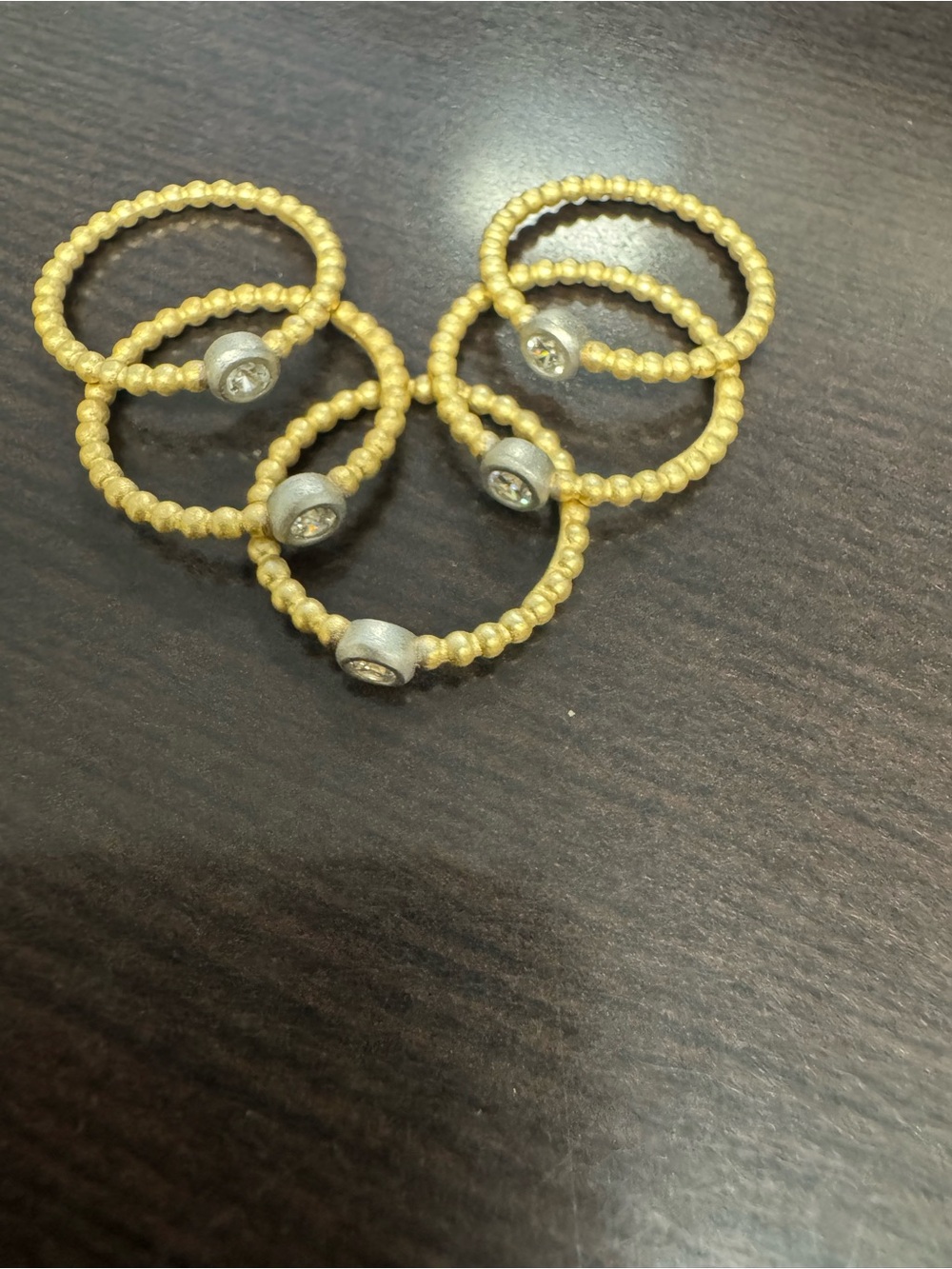 Freida Rothman Size 7 Matte Gold 5-Piece Ring Set-New - Picture 3 of 4